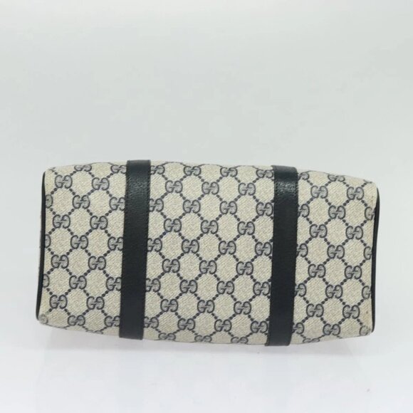 GUCCI GG Supreme Sherry Line Hand Bag PVC Navy Gold Red 40 02 006 Auth sw1342 - Picture 6 of 15